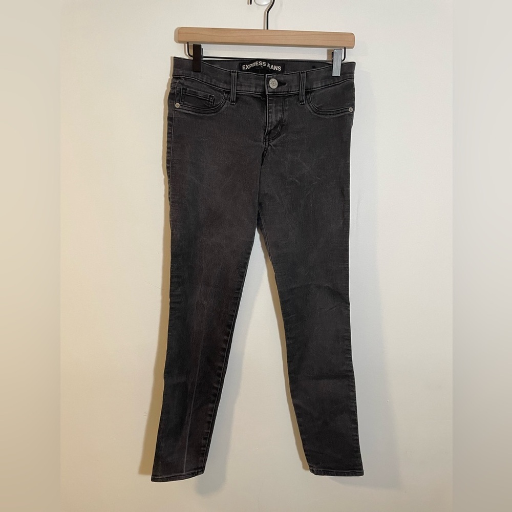 Express Legging Stella Low Rise Jeggings Size 6R Black Gray Grunge